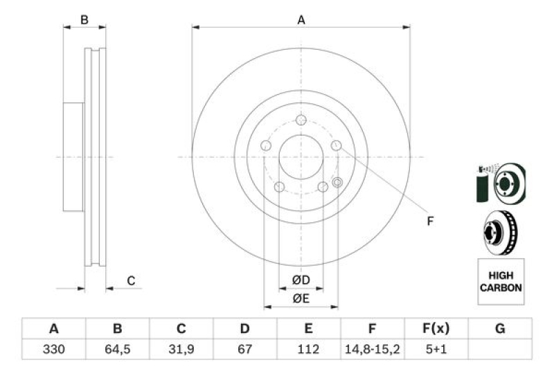 2x BOSCH Brake Disc