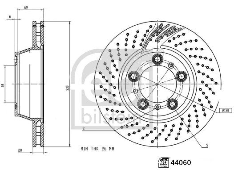 2x FEBI BILSTEIN Bremsscheibe