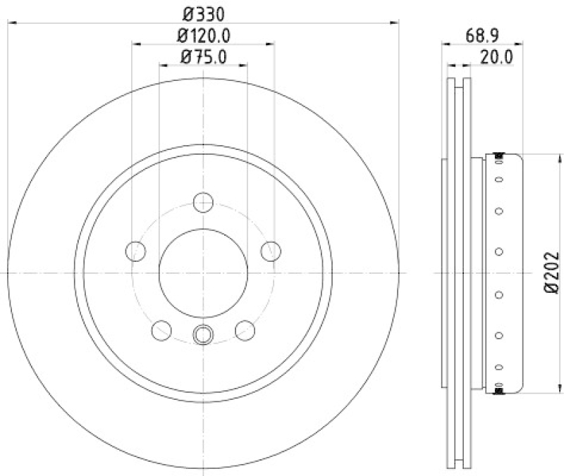 2x HELLA Brake Disc PRO High Carbon