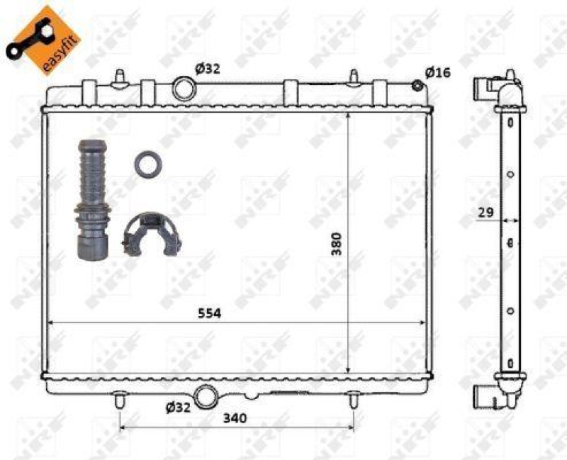 NRF Radiator, engine cooling EASY FIT