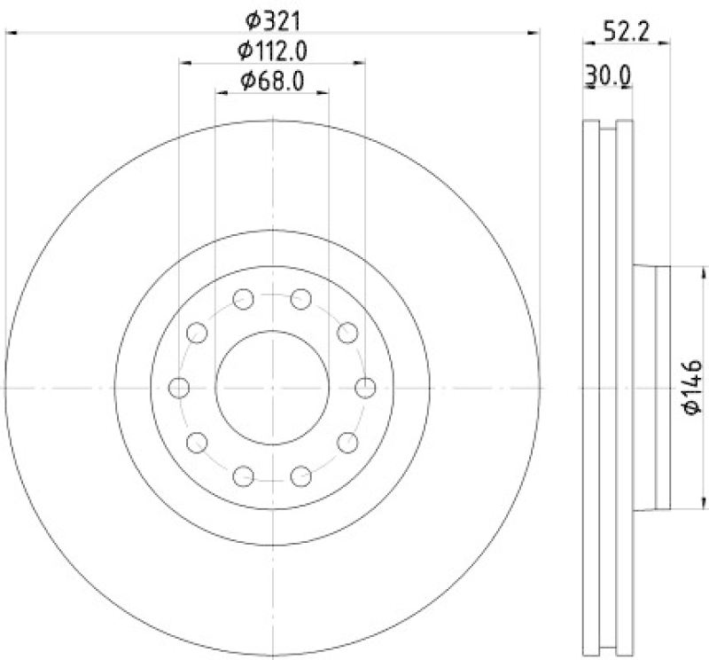 2x HELLA Brake Disc PRO High Carbon