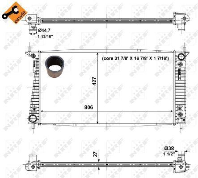 NRF Radiator, engine cooling EASY FIT