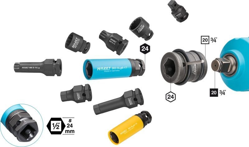 HAZET Power Socket Set XZN, Safety-Insert-System